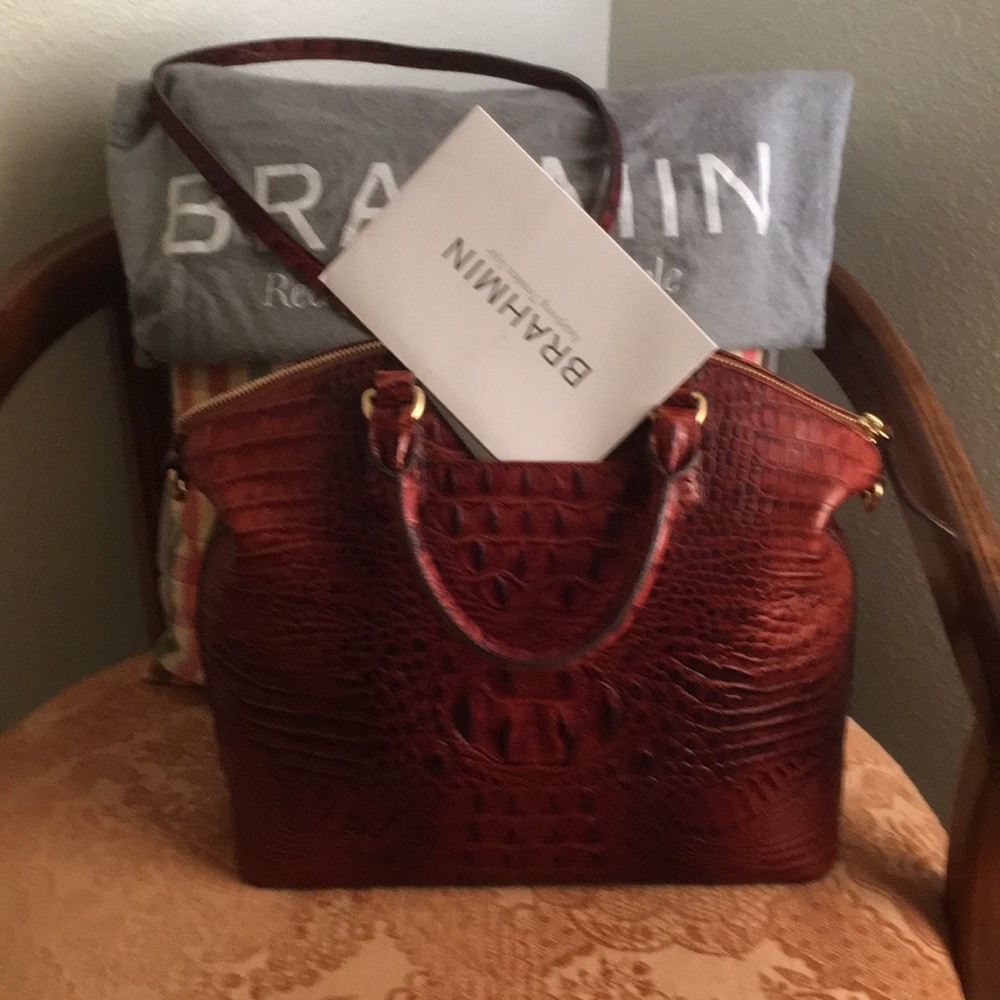 Final sale New Brahmin Large Duxbury Satchel pecan Melbourne bag